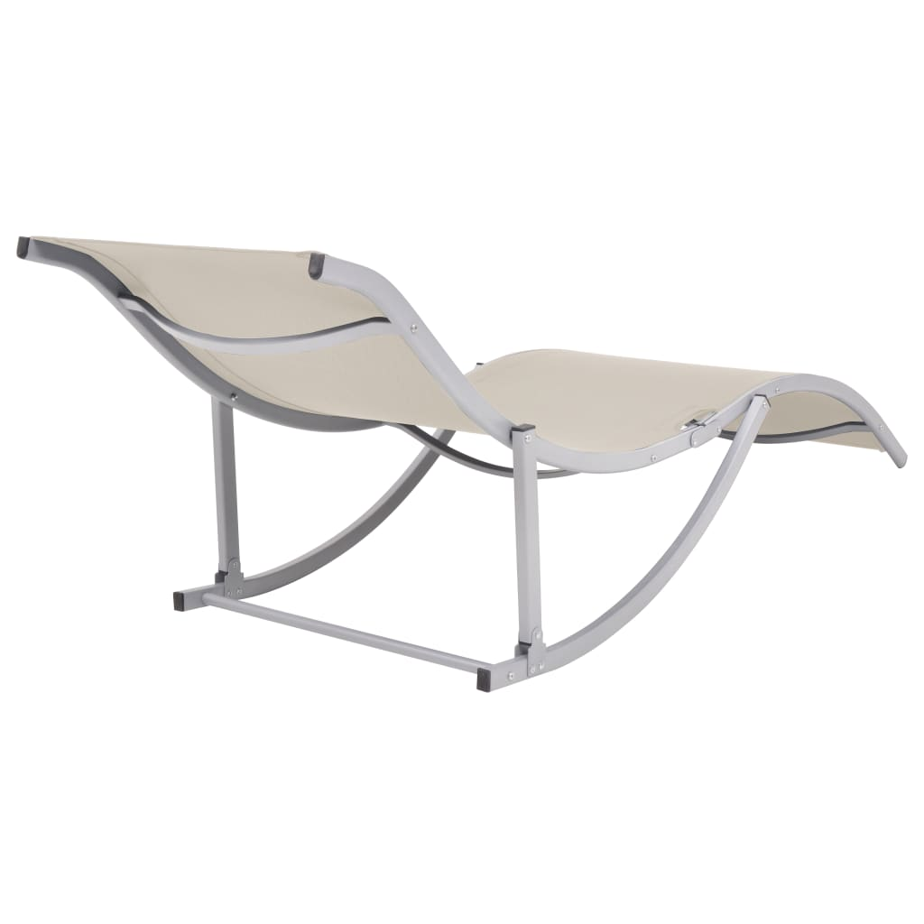 Folding Sun Loungers 2 pcs Cream Textilene - Comfort and Style for Outdoor Relaxation