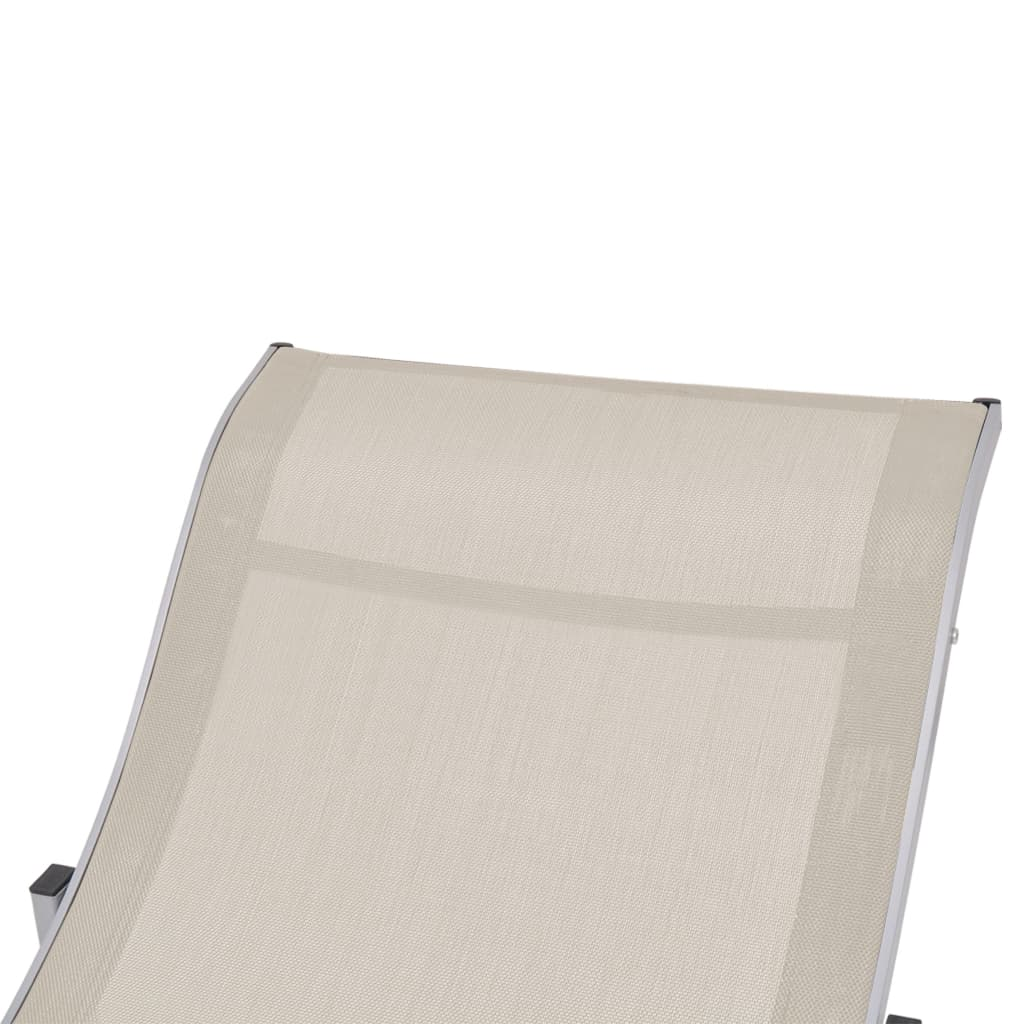 Folding Sun Loungers 2 pcs Cream Textilene - Comfort and Style for Outdoor Relaxation