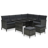 4 Piece Garden Lounge Set with Cushions - Poly Rattan Grey | Outdoor Furniture for Al Fresco Dining and Relaxation