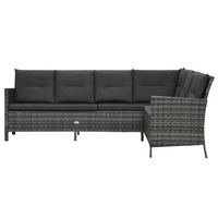 4 Piece Garden Lounge Set with Cushions - Poly Rattan Grey | Outdoor Furniture for Al Fresco Dining and Relaxation