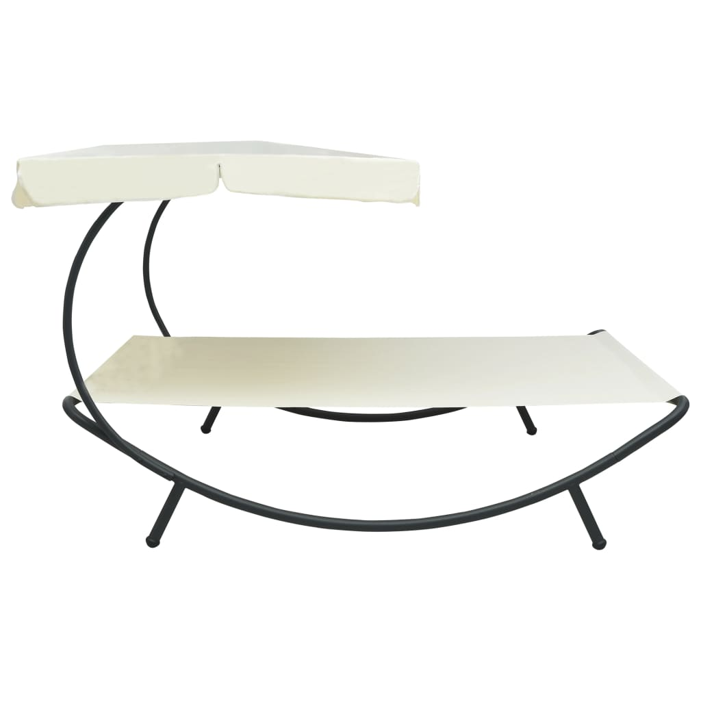 Outdoor Lounge Bed with Canopy Cream White