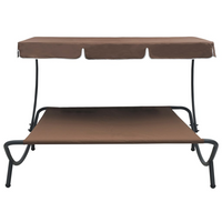 Outdoor Lounge Bed with Canopy Brown - Durable, Weather Resistant, Comfortable