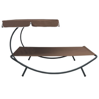 Outdoor Lounge Bed with Canopy Brown - Durable, Weather Resistant, Comfortable