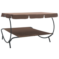 Outdoor Lounge Bed with Canopy Brown - Durable, Weather Resistant, Comfortable