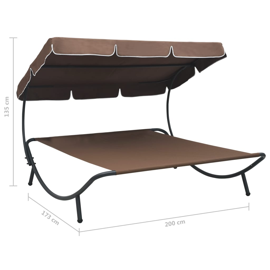 Outdoor Lounge Bed with Canopy Brown - Durable, Weather Resistant, Comfortable