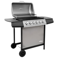 Gas BBQ Grill with 6 Burners Black and Silver (FR/BE/IT/UK/NL only)