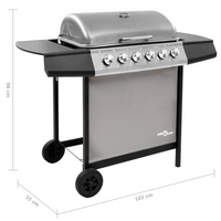 Gas BBQ Grill with 6 Burners Black and Silver (FR/BE/IT/UK/NL only)