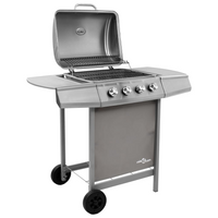 Gas BBQ Grill with 4 Burners Silver - Perfect for Outdoor Feasts