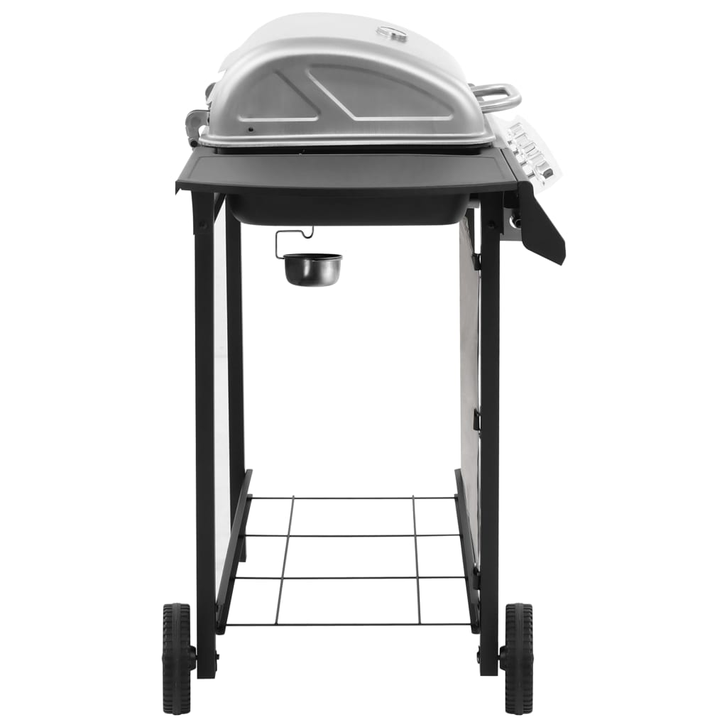 Gas BBQ Grill with 4 Burners - Black and Silver