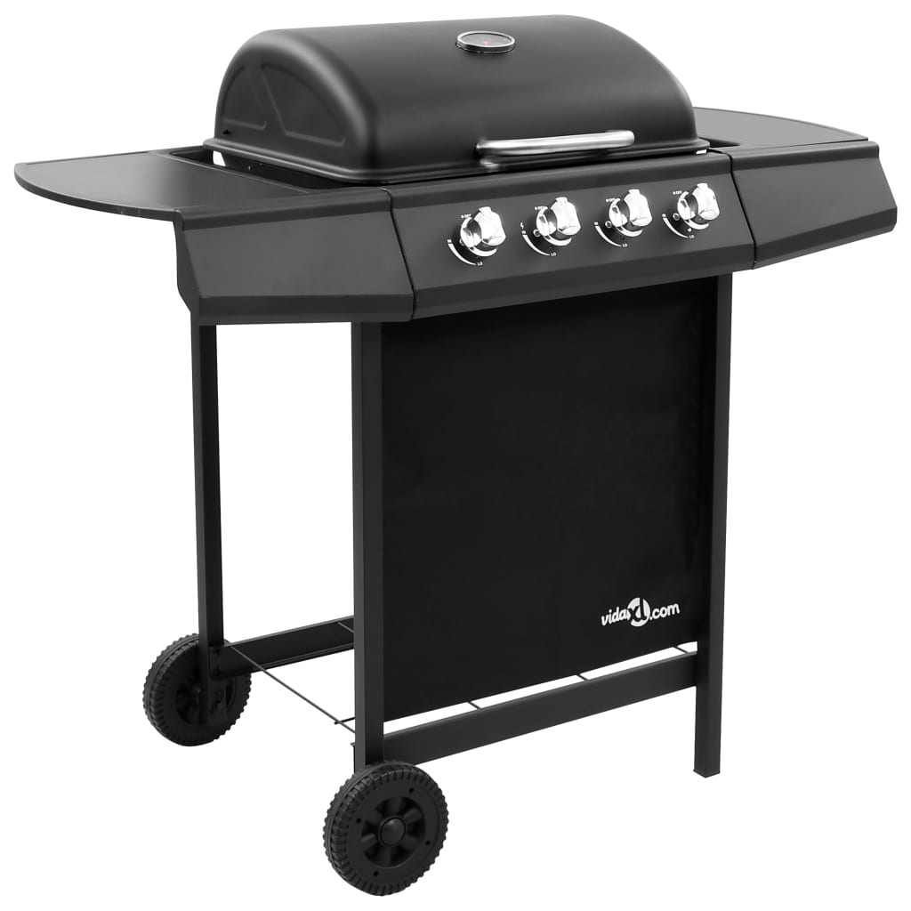 Gas BBQ Grill with 4 Burners Black - Perfect for Outdoor Feasts and Family Gatherings