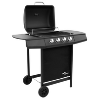 Gas BBQ Grill with 4 Burners Black - Perfect for Outdoor Feasts and Family Gatherings