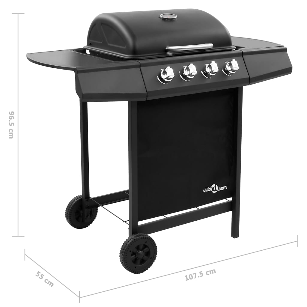 Gas BBQ Grill with 4 Burners Black - Perfect for Outdoor Feasts and Family Gatherings