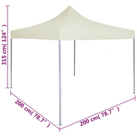 vidaXL Professional Folding Party Tent 2x2 m Steel Cream - Outdoor Event Canopy with UV and Water-Resistant Roof