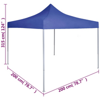 vidaXL Professional Folding Party Tent 2x2 m Steel Blue - Outdoor Canopy for Events and Gatherings