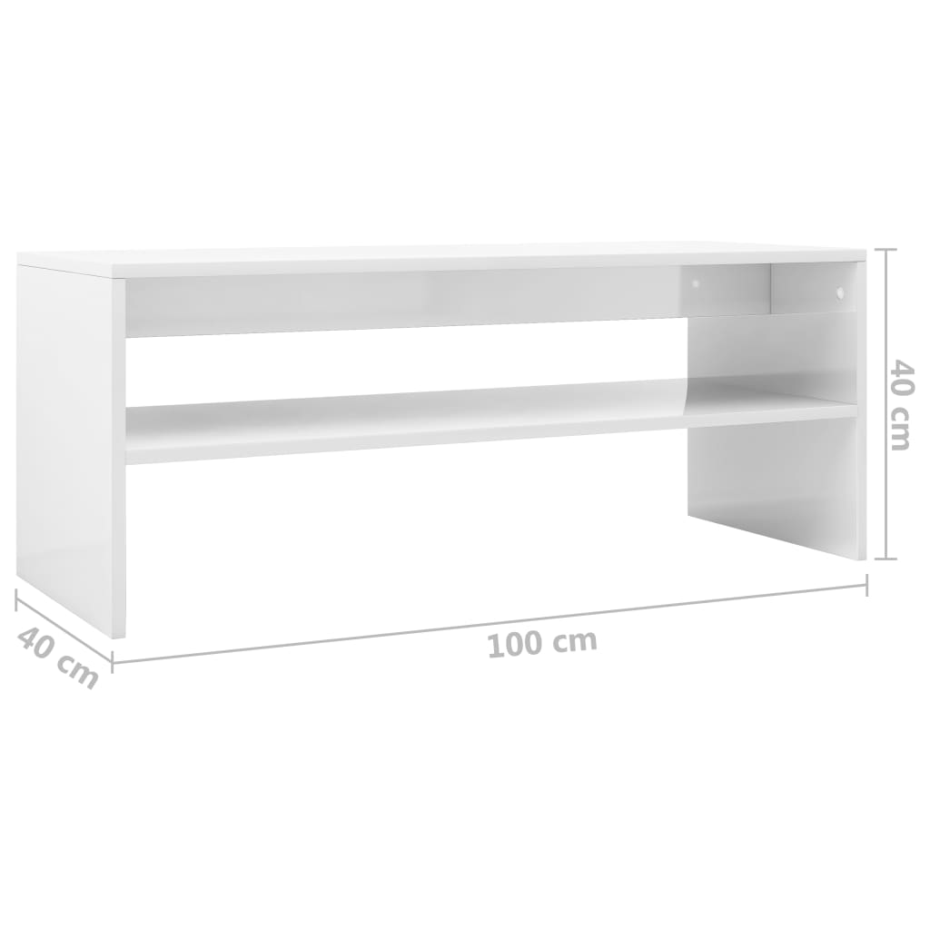 Coffee Table High Gloss White 100x40x40 cm - Stylish & Durable