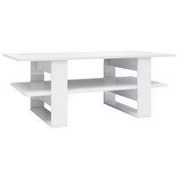 Coffee Table High Gloss White 110x55x42 cm | Engineered Wood