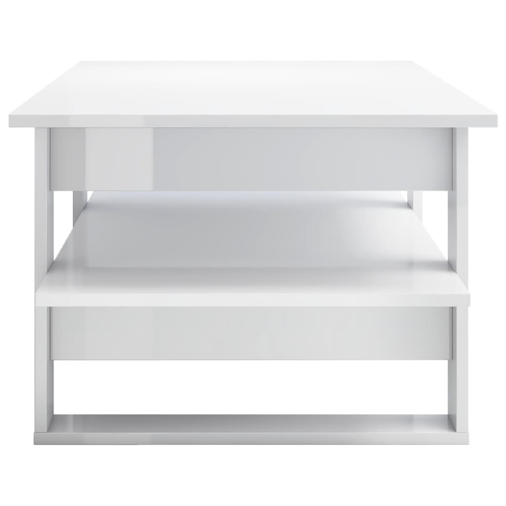 Coffee Table High Gloss White 110x55x42 cm | Engineered Wood