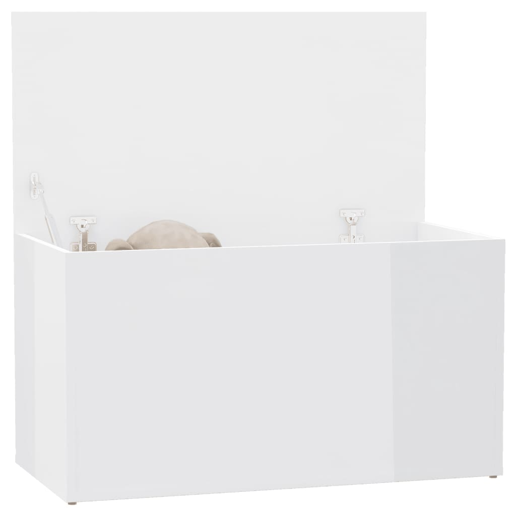 Storage Chest High Gloss White 84x42x46 cm Engineered Wood