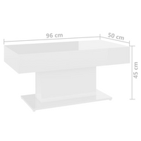 Coffee Table High Gloss White 96x50x45 cm Engineered Wood