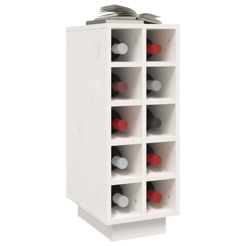 Wine Cabinet White - Solid Wood Pine - 23x34x61 cm - Ample Storage Space - Sturdy Frame