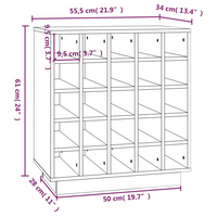 Wine Cabinet Black - Solid Wood Pine - 55.5x34x61 cm