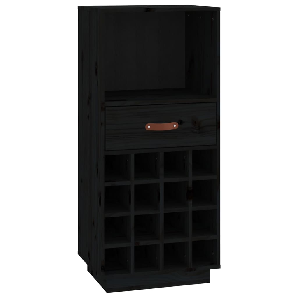 Wine Cabinet Black 45x34x100 cm Solid Wood Pine - Ample Storage Space, Sturdy Frame