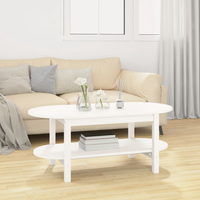 Coffee Table White - Solid Wood Pine - 110x55x45 cm