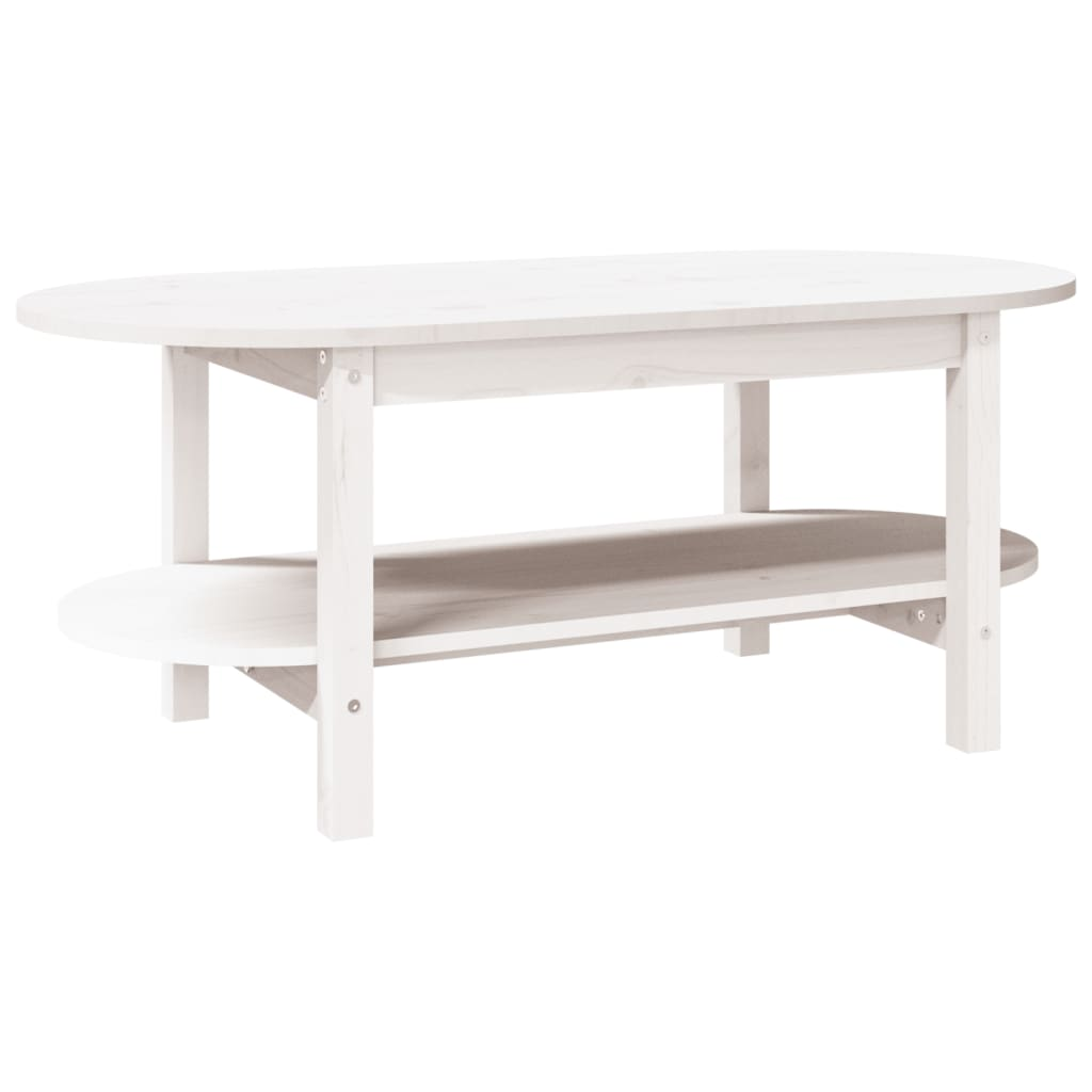 Coffee Table White - Solid Wood Pine - 110x55x45 cm