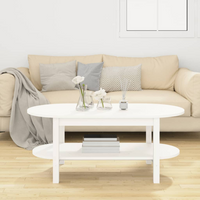 Coffee Table White - Solid Wood Pine - 110x55x45 cm