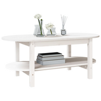 Coffee Table White - Solid Wood Pine - 110x55x45 cm