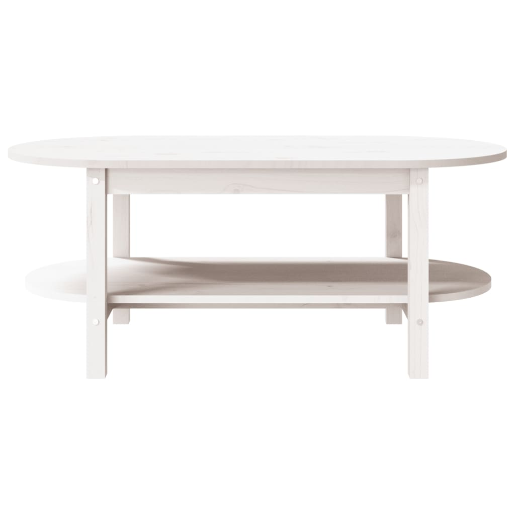 Coffee Table White - Solid Wood Pine - 110x55x45 cm