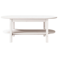 Coffee Table White - Solid Wood Pine - 110x55x45 cm