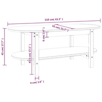 Coffee Table White - Solid Wood Pine - 110x55x45 cm