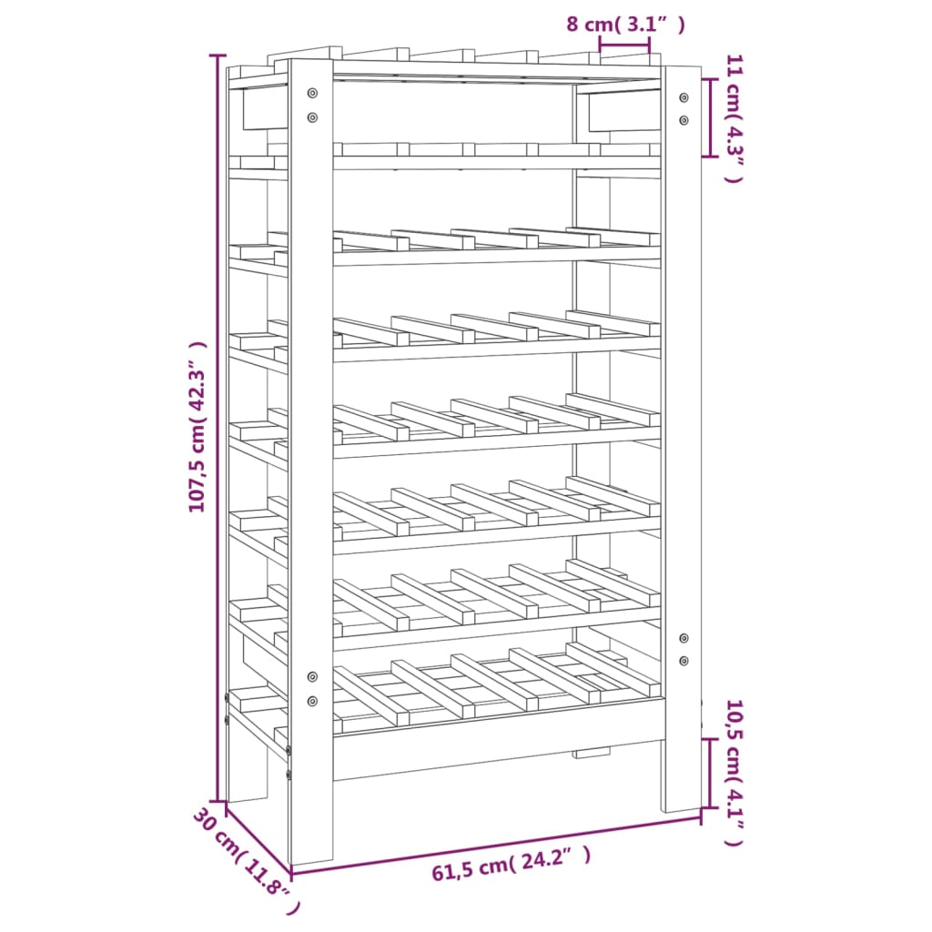 Wine Rack 61.5x30x107.5 cm Solid Wood Pine - Store, Age, and Display Your Wine in Style