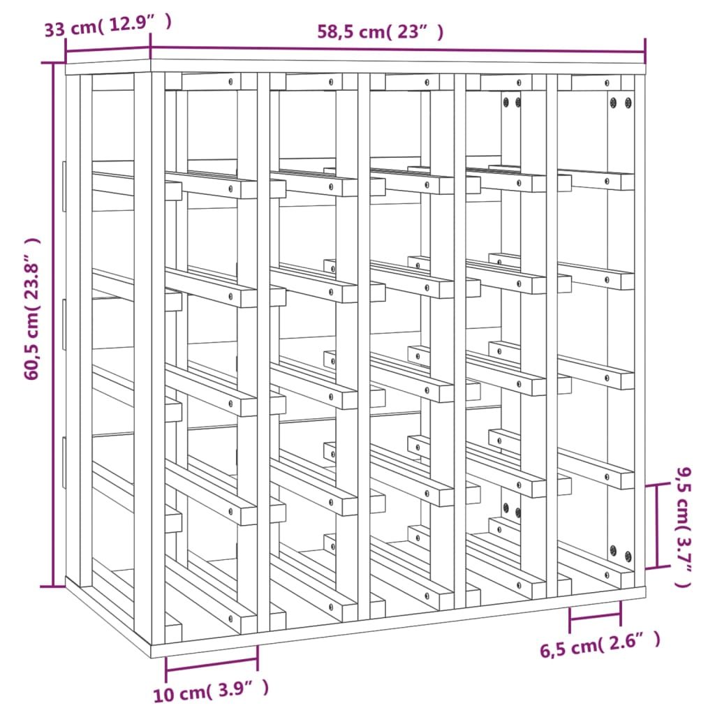 Wine Rack 58.5x33x60.5 cm Solid Wood Pine - Stylish and Functional Wine Storage