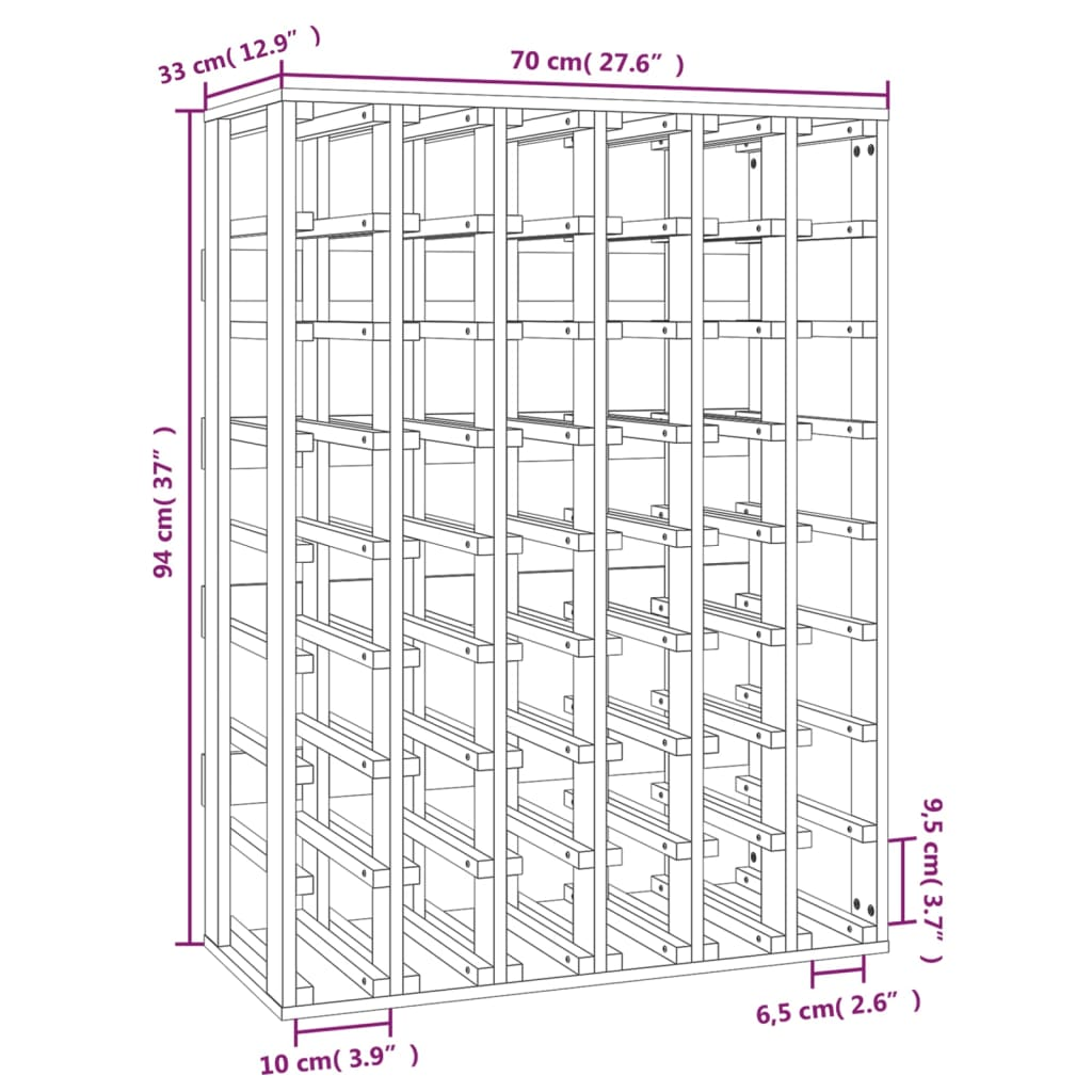 Wine Rack 70x33x94 cm - Solid Wood Pine - Ample Storage Space