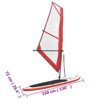 Inflatable Stand Up Paddleboard with Sail Set Red and White