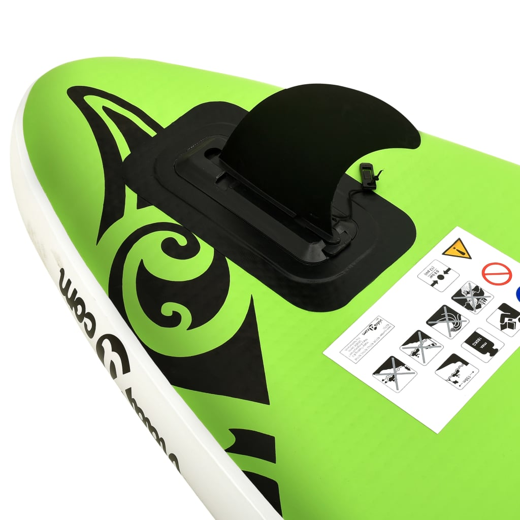 Inflatable Stand Up Paddleboard Set 305x76x15 cm Green - Ideal for Learning and Recreational Paddling