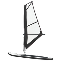 Inflatable Stand Up Paddleboard with Sail Set Black and White