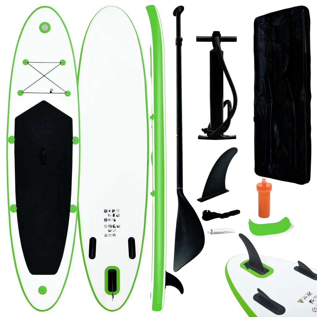 Inflatable Stand Up Paddleboard Set Green and White