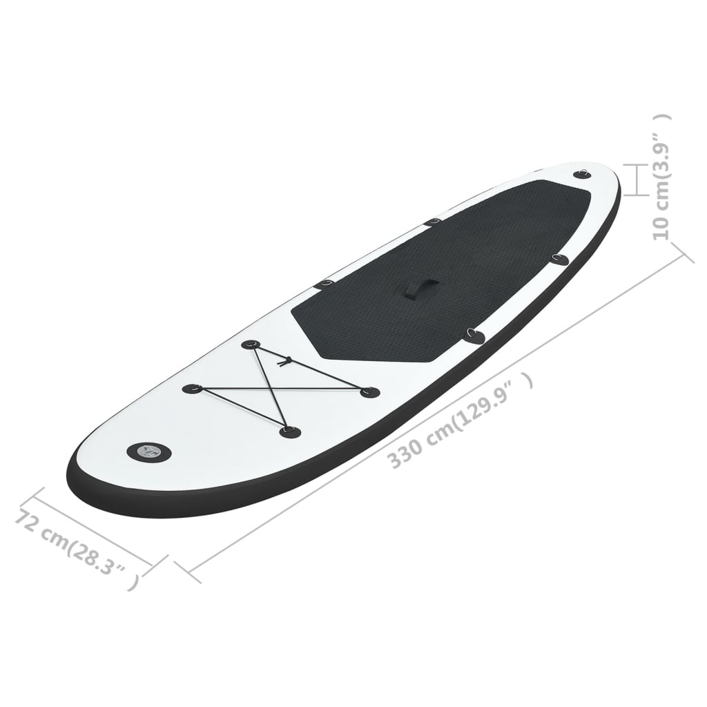 Inflatable Stand Up Paddleboard Set Black and White - Durable, Stable, and Easy to Assemble