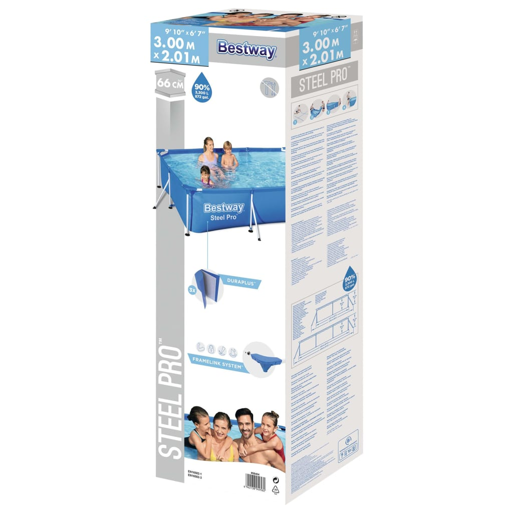 Bestway Steel Pro Swimming Pool 300x201x66 cm - Durable, Easy to Set Up, and Fun for the Whole Family