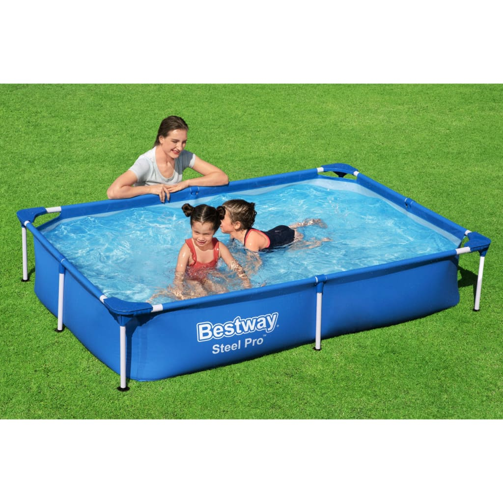 Bestway Steel Pro Swimming Pool 221x150x43 cm - Durable Above-Ground Pool with Corrosion-Resistant Frame