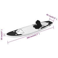 Inflatable Stand Up Paddle Board Set Black 360x81x10 cm