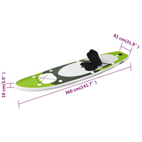 Inflatable Stand Up Paddle Board Set Green 360x81x10 cm