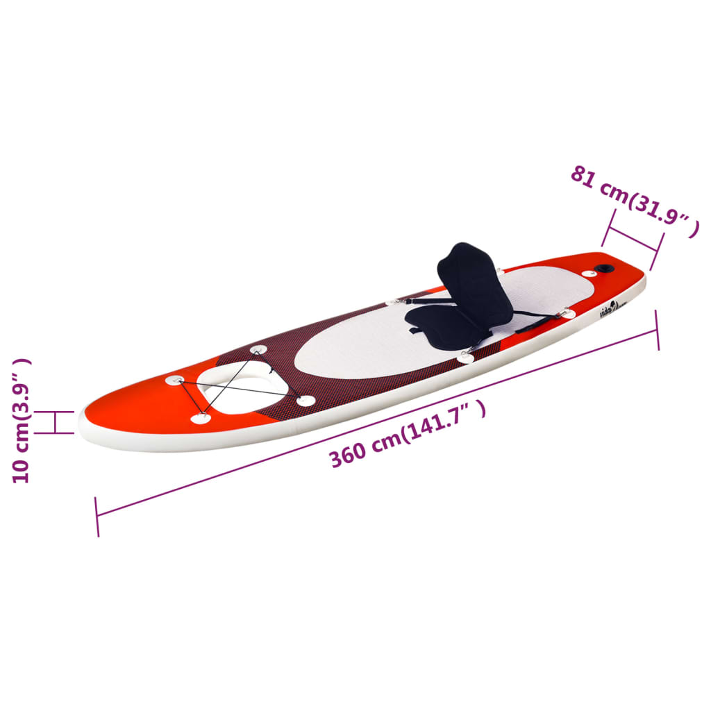 Inflatable Stand Up Paddle Board Set Red 360x81x10 cm