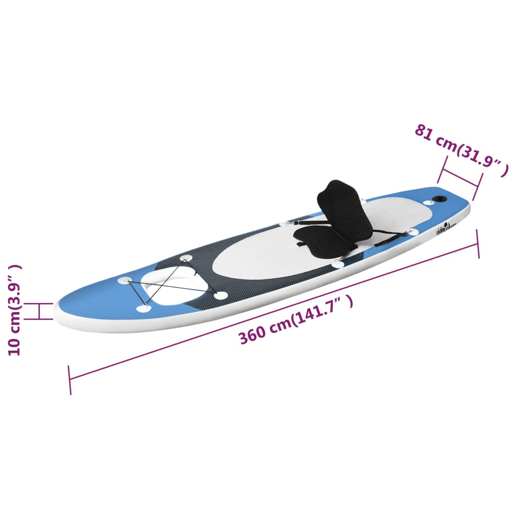 Inflatable Stand Up Paddle Board Set Sea Blue 360x81x10 cm