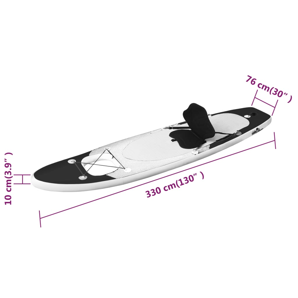 Inflatable Stand Up Paddle Board Set Black 330x76x10 cm