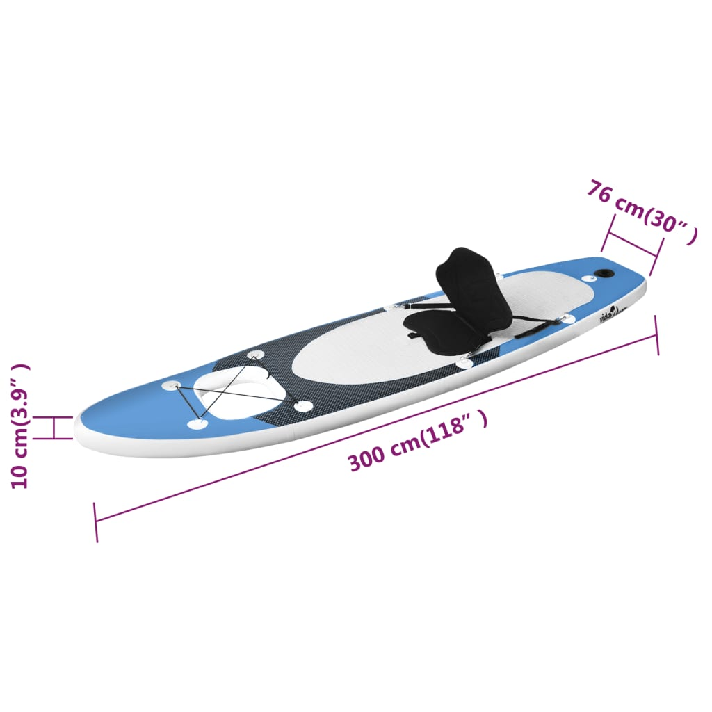 Inflatable Stand Up Paddle Board Set Sea Blue 300x76x10 cm - Perfect for Learning and Recreation