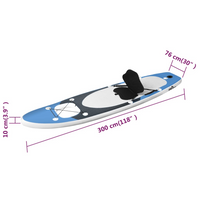 Inflatable Stand Up Paddle Board Set Sea Blue 300x76x10 cm - Perfect for Learning and Recreation